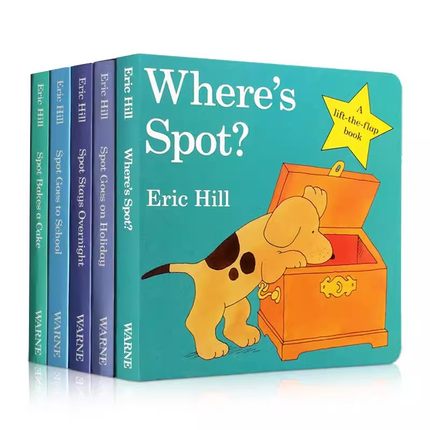 Eric Hill: Spot's Library of Fun 小玻在哪里系列全套5册 英文原版0-4岁幼儿童纸板书翻翻书躲猫猫游戏书机关操作书籍图画书正版