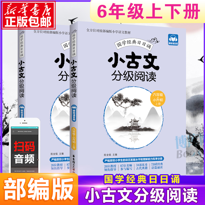 人教版 小古文分级阅读六年级+小升初 上下2册 小学6年级国学经典日日诵 文言文分级读物古文阅读训练书扫码华东理工大学