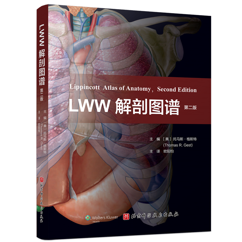 LWW解剖图谱 第2版 丰富了头部五官和颅内解剖的内容 300余幅图片 电脑绘图精细展现深浅层关系 并增加肌肉功能表 北京科技