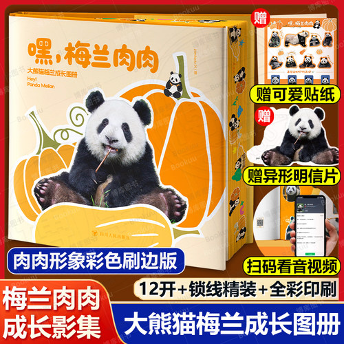 赠明信片+贴纸+扫码看视频】嘿梅兰肉肉 大熊猫梅兰成长图册 南瓜公主梅兰肉肉成长影集 0—10岁wan整成长史 12开锁线精装全彩印刷