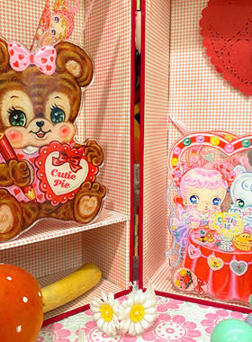 絮小饼 only two原创cutie pie可爱爱心熊女孩猫咪笔筒桌面收纳盒