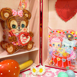 pie可爱爱心熊女孩猫咪笔筒桌面收纳盒 two原创cutie 絮小饼 only