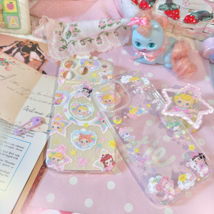 絮小饼 two原创好梦柔软baby少女梦iphone手机壳透明镂空细磨砂全包17promax磁吸 only