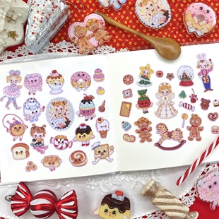 絮小饼only two原创冬日烘焙屋可爱复古童趣闪闪贴纸圣诞新年礼物