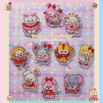 絮小饼mochi合作原创可爱昭和甜蜜小动物手机支架气囊支架