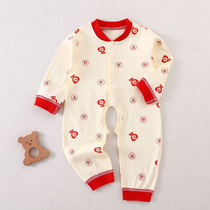 100%纯棉无骨开档裤连体衣婴儿衣服秋衣打底衣贴身男宝宝春夏薄款