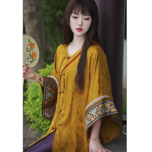 宽松禅意上衣复古提花新中式 新款 新中式 圆领 镜花瑶