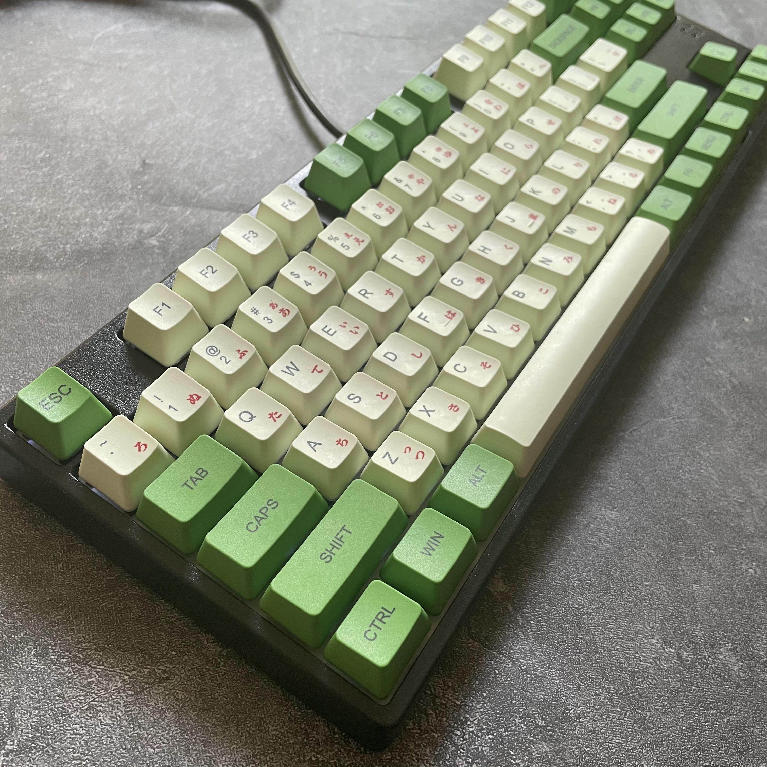 马卡龙色牛油果绿87键黑色机械键盘青红茶轴可插拔热升华pbt键帽