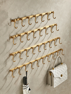 全铜挂衣钩玄关强力胶粘厨房挂钩浴室仿古排钩壁挂墙壁门后衣帽钩