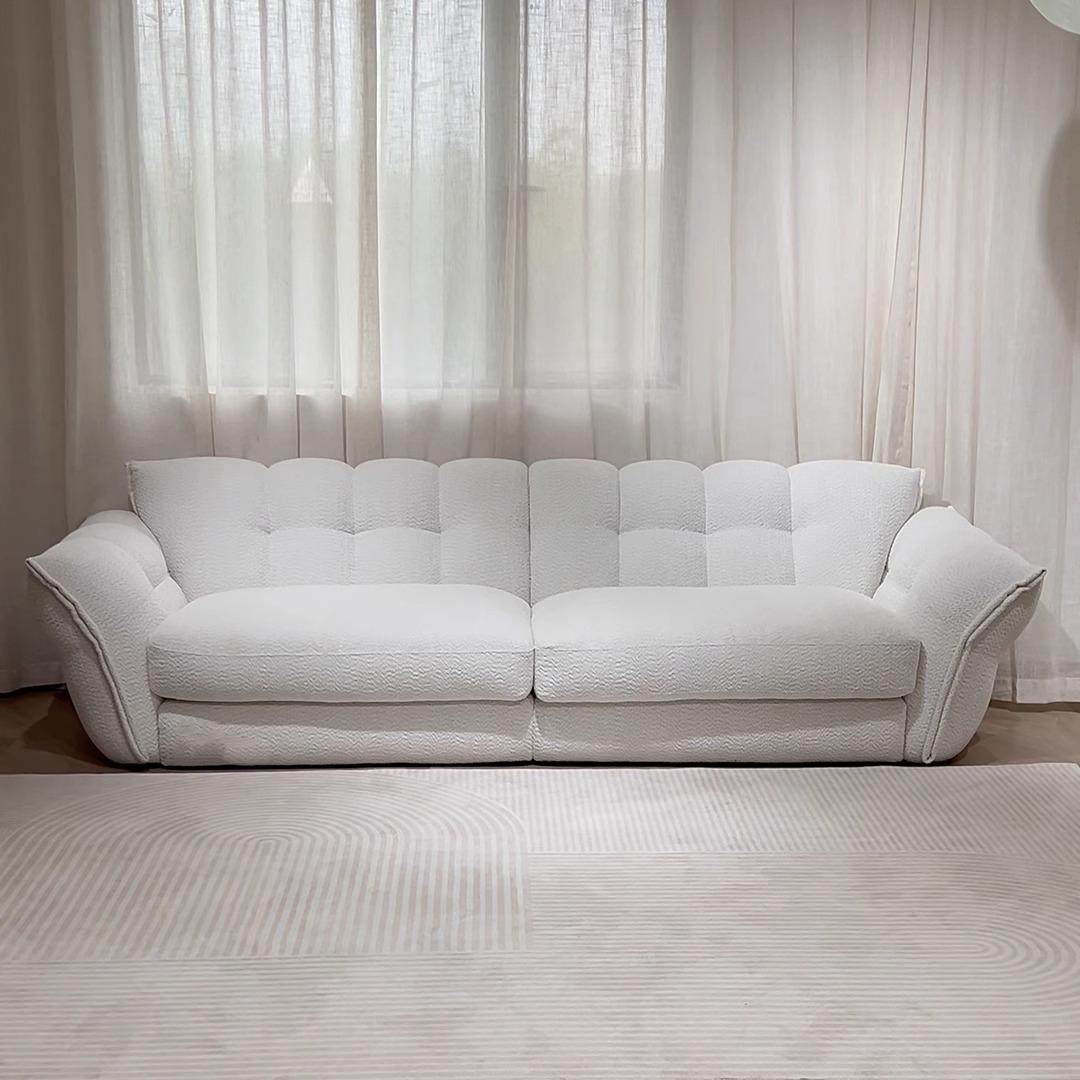 法式奶油风沙发花瓣布艺直排简约复古北欧沙发百合别墅设计师