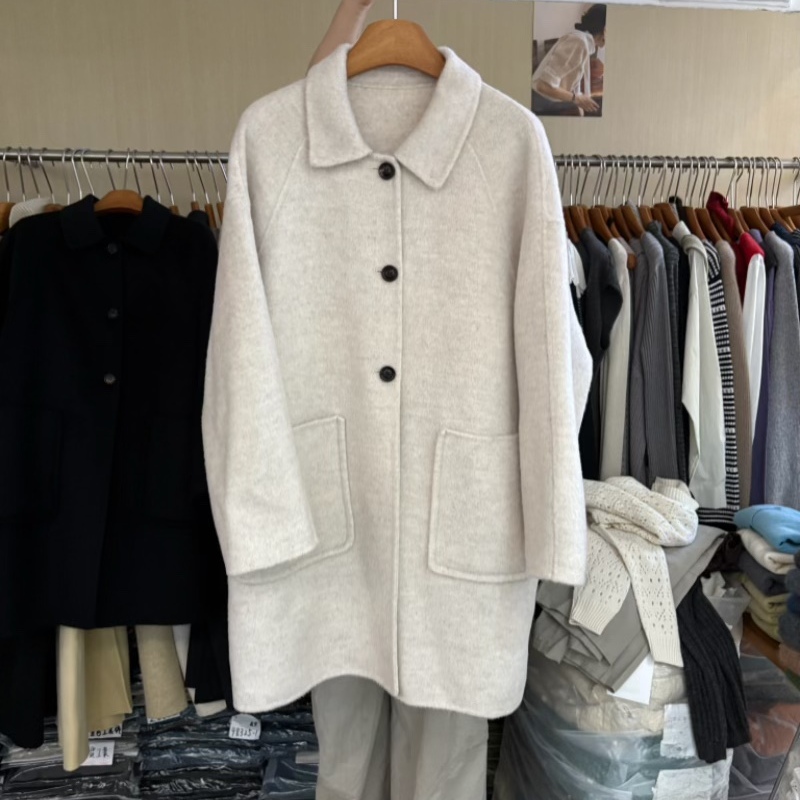 韩版商场同款双面羊绒大衣韩系轻熟风秋冬中长款气质棉羊毛外套女