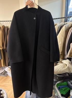 韩国HANDMADE时尚高品质气质山羊绒长款过膝双面羊绒大衣外套女