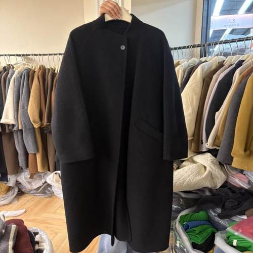 韩国HANDMADE时尚高品质气质山羊绒长款过膝双面羊绒大衣外套女