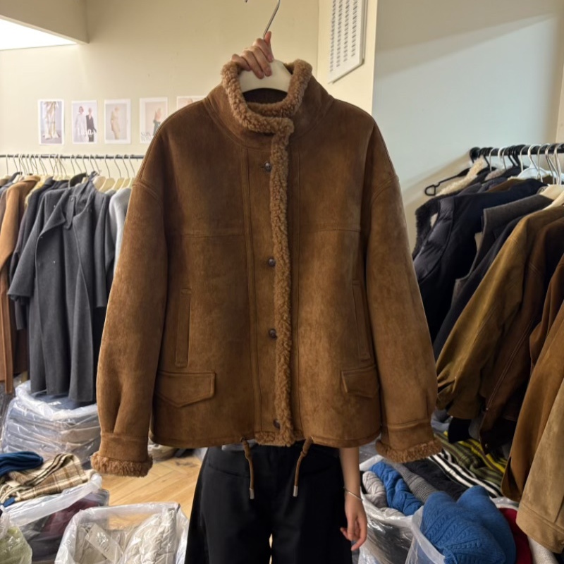 年轻款羊剪绒羊羔毛皮草外套女小个子立领保暖皮毛一体毛毛外套