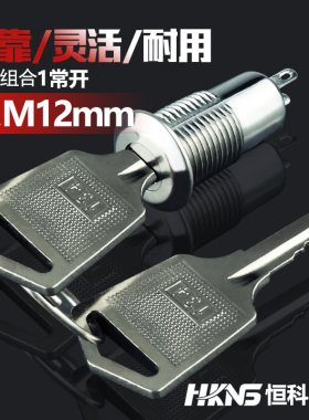 台湾产 电源锁 12mm 1常开 钥匙开关 电源开关 锁具开关 电梯锁开
