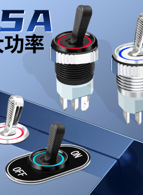 16mm钮子开关10a大电流带led灯2档保持拨动开关 双向自锁摇臂钮子