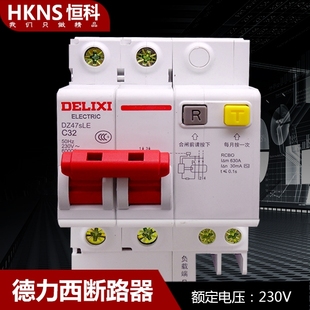 32A漏电空气开关 过压保护器2P 家用空开断路器 DZ47SLE 德力西