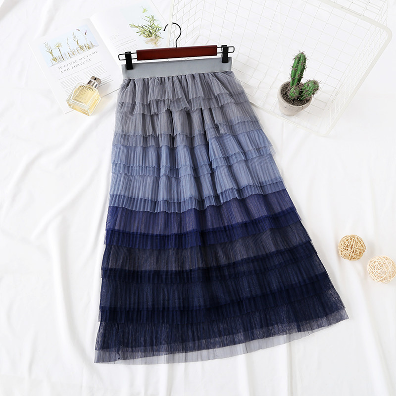 ins Ultra-fire skirt skirt Autumn and winter Pleated skirt Change blue Cake skirt Gauze skirt longuettein the Women's clothing/Boutique , Skirts  category - from Buy2taobao.com to provide professional Taobao agent buy service