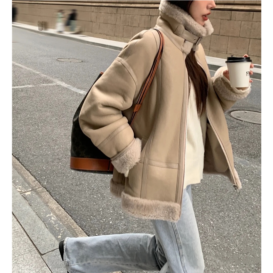 生哥家 捡漏商场500+高货！高级感麂皮绒加厚女士皮毛一体外套