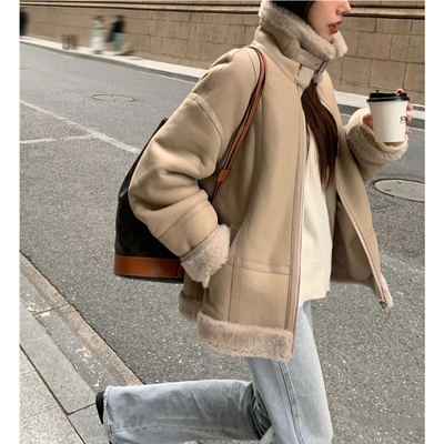 生哥家 捡漏商场500+高货！高级感麂皮绒加厚女士皮毛一体外套