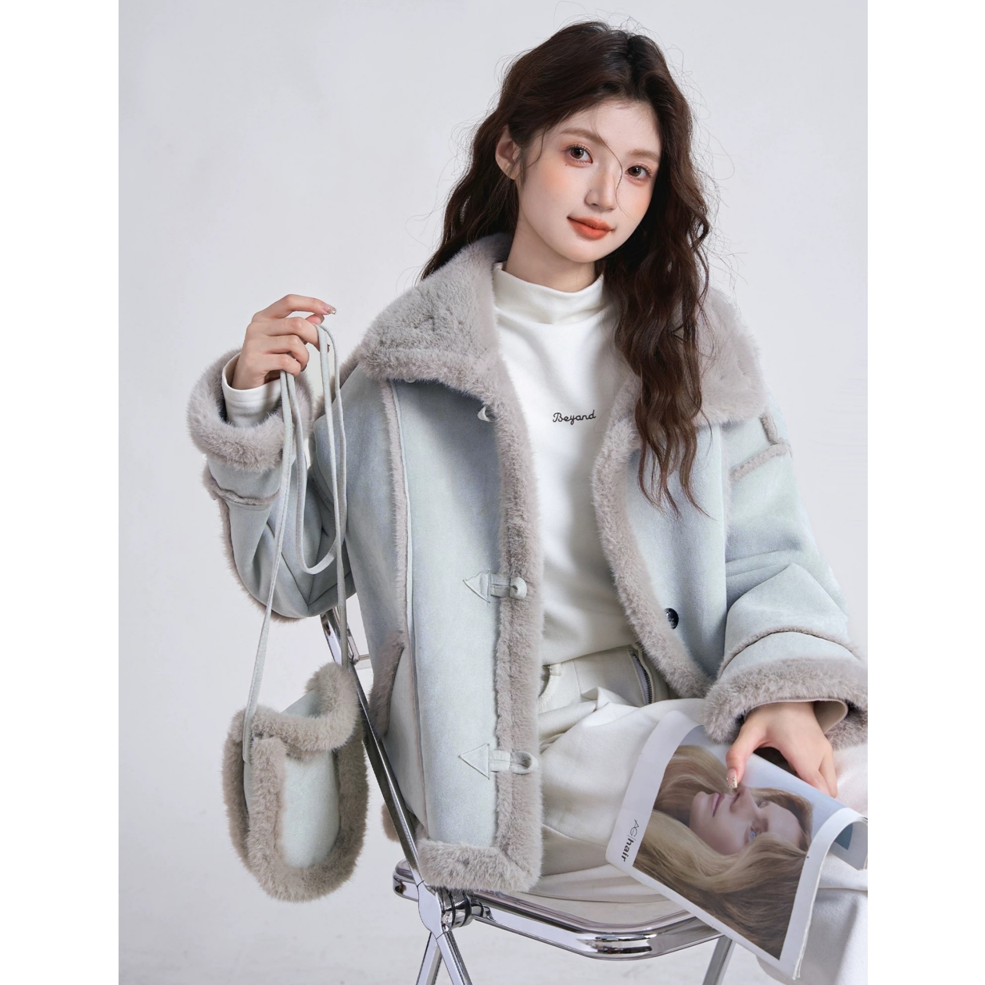 生哥家 高货捡漏！撤柜单！高版本加厚保暖皮毛一体麂皮绒外套女