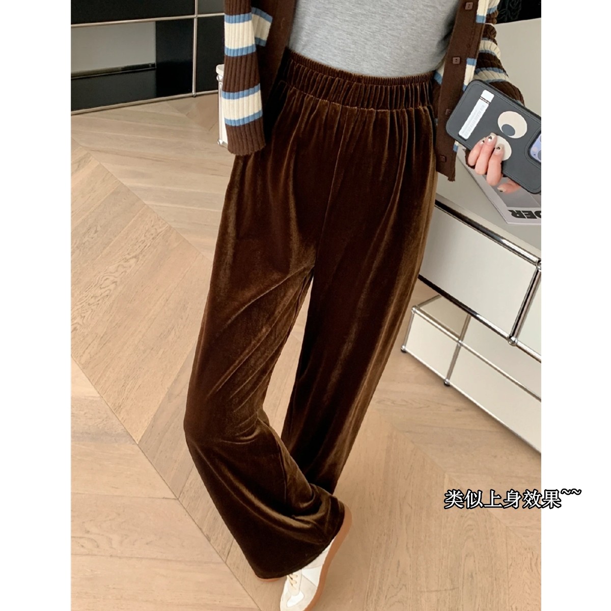 生哥家 半卖半送！软糯质感丝绒！女士新中式百搭显瘦阔腿休闲裤 - 生哥的外贸好货出品