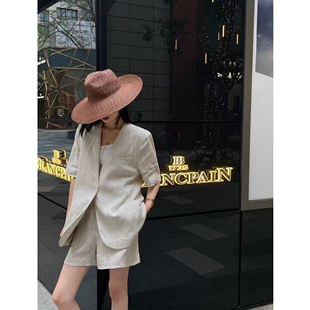 生哥家 700+撤柜！高端设计师系列！女式气质棉麻上衣短裤套装