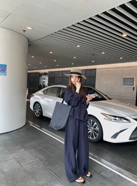 两件套装捡漏！天丝亚麻混纺夏秋女士松弛老钱风宽松长袖衬衫长裤