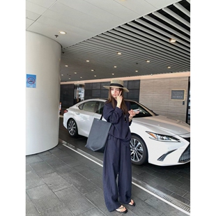 两件套装捡漏！天丝亚麻混纺夏秋女士松弛老钱风宽松长袖衬衫长裤