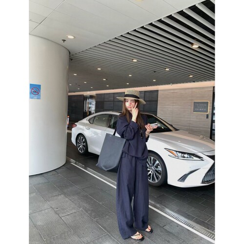 两件套装捡漏！天丝亚麻混纺夏秋女士松弛老钱风宽松长袖衬衫长裤