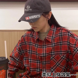 男女款 復古休閑格子長袖 紅紅火火 襯衫 52美金純原牛貨 生哥家