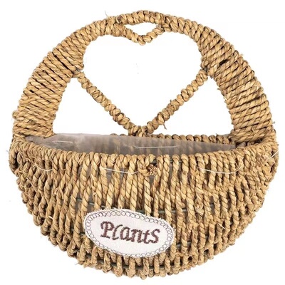 户外创意墙壁挂花篮装饰花篮藤编草编柳编花盆墙挂吊篮花盆壁挂