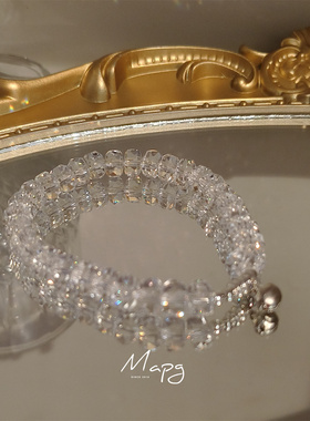 MAPG山涧露珠切割面透明串珠手链清冷透闪镀银仿水晶手串25年新款