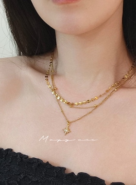 六芒星流星叠戴不褪色项链