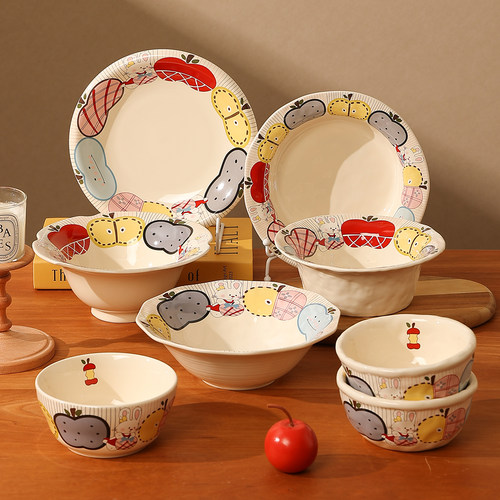 鹿谷川釉下彩餐具可进洗碗机