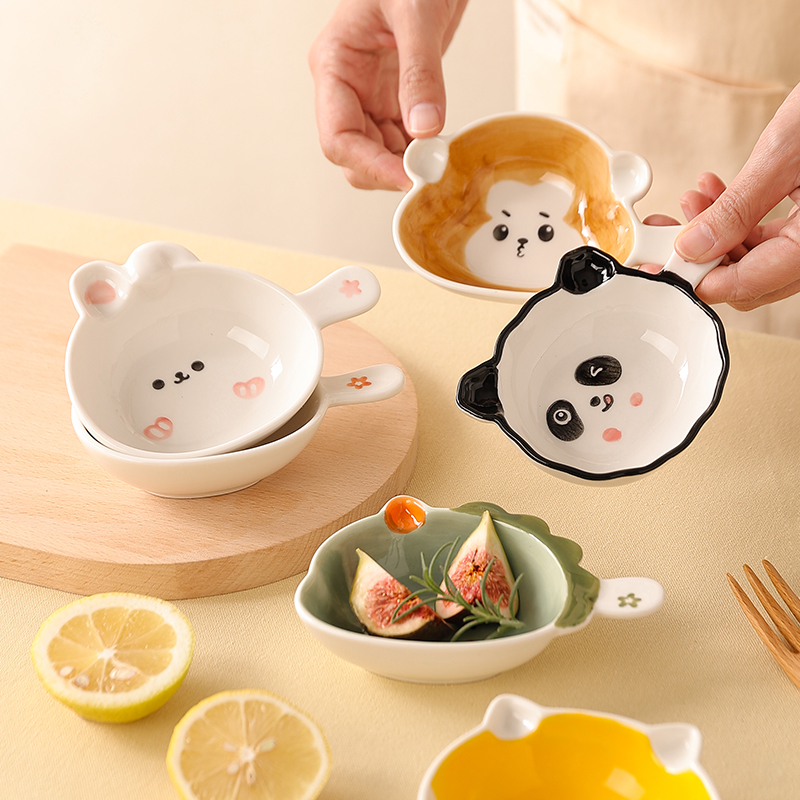 陶瓷味碟高颜值网红蘸料碟手柄