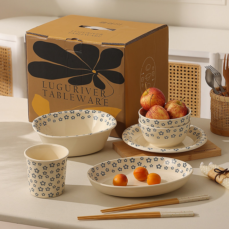 陶瓷餐具饭碗釉下彩水杯手握杯面碗水果碗高颜值盘子家用菜盘一套,餐饮具,碗,淘宝优惠券,粉丝福利购,淘宝优惠卷