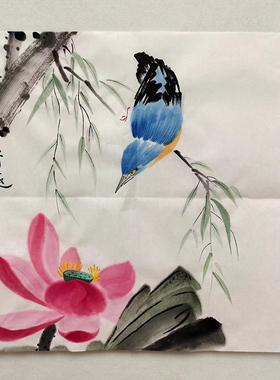 手绘水墨荷花国画清廉书画莲花宣纸小写意花鸟玄关书房新中式挂画