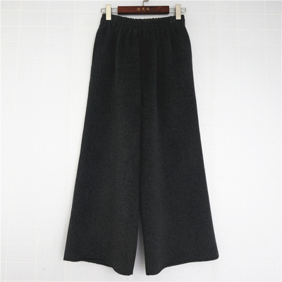 双面羊绒羊毛松紧腰撞色休闲裤