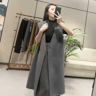 气质V领无袖 中长款 羊绒羊毛马甲 原创初春早秋新版 鸿思格HSG1131款