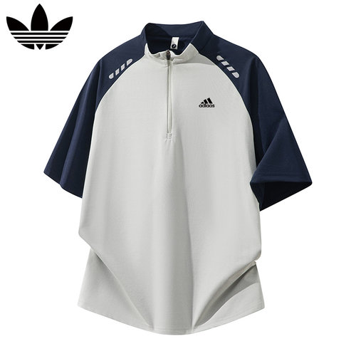 奥莱专柜半拉链短袖t恤男士2026夏季冰丝薄款透气速干运动上衣服