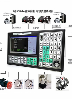 SMC5-5-N-N雕刻机脱机控制器5轴联动运动控制系统7寸RTCP断电续雕