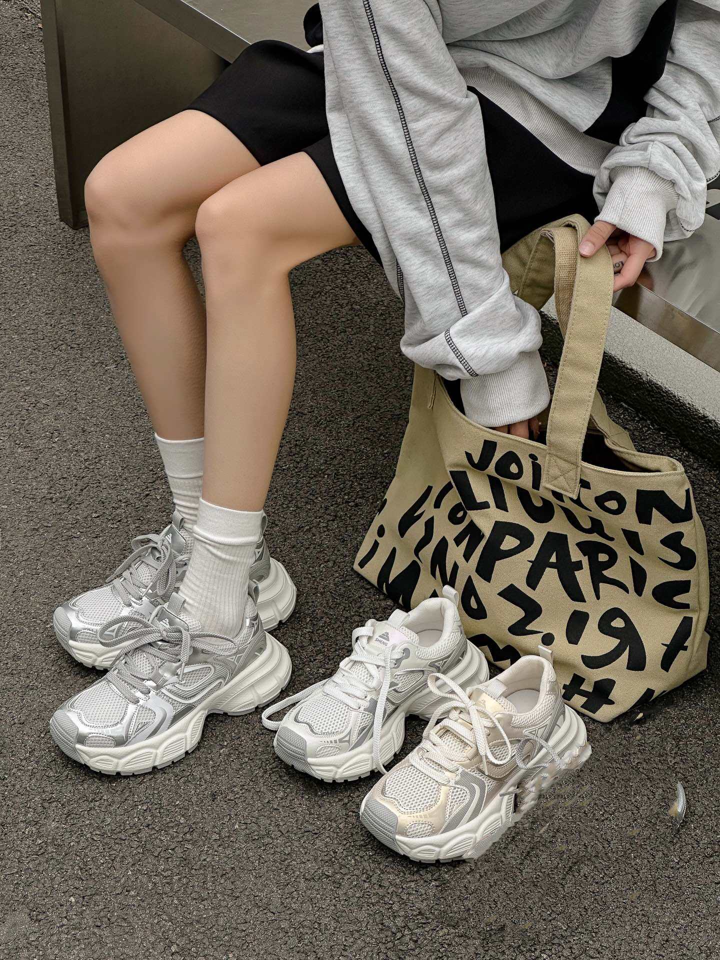 杜米亚厚底2024春季新款春夏运动女鞋百搭女鞋休闲平底阿甘鞋