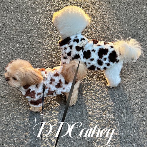 奶牛毛绒比熊保暖棉衣