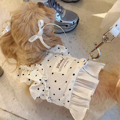 可爱爆表波点牵引绳背心裙