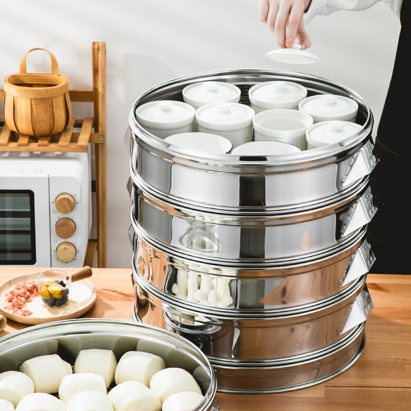 不锈钢蒸笼家用多层蒸馒头的蒸锅大号蒸馍锅蒸包子蒸鱼神器双三层
