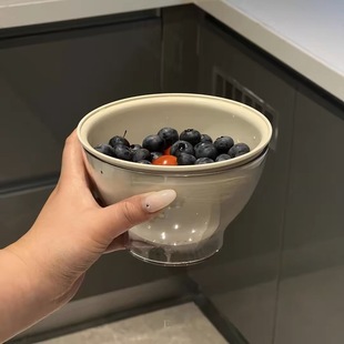 双层沥水篮家用客厅加厚水果盘水果篮子清洗水果滤水二合一