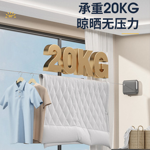 隐形晾衣绳室内收缩晾晒衣服免打孔卫生间阳台伸缩钢丝绳子架