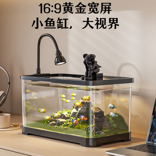 桌面造景生态鱼缸客厅阳台养乌龟六角恐龙虾专用金鱼缸家用家 新款