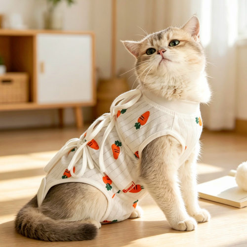 猫咪绝育服薄款防掉毛母猫手术服小猫公猫透气纯棉术后防舔断奶服